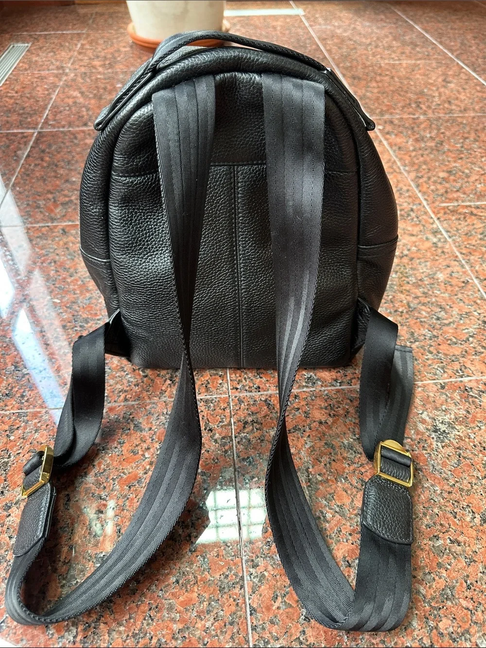 Marc Jacobs black Pebbled Leather MINI Backpack with Gold Hardware